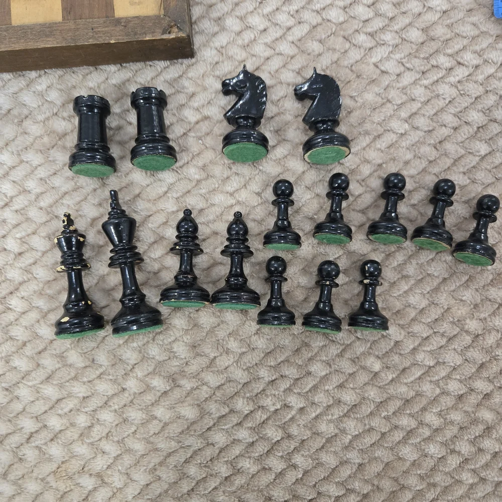 Vintage Wooden Checkers Backgammon Set Folding Board Games Rustic Decor. - Picture 12 of 16